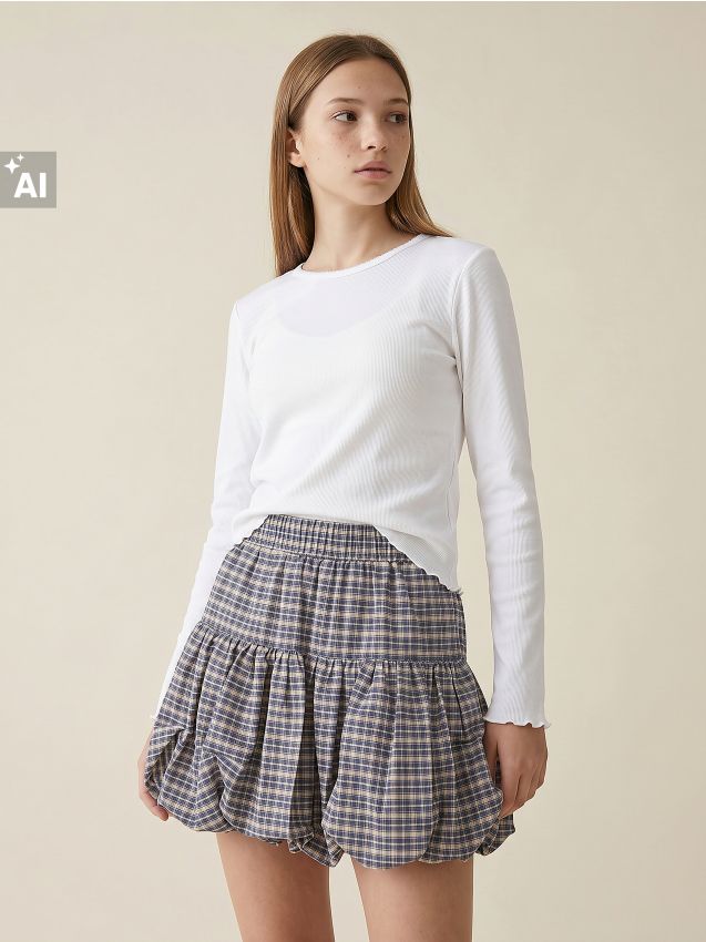 Sinsay - Fustă bombă din bumbac în carouri - multicolor