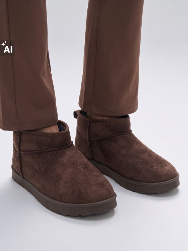Sinsay - Botine căptușite - maro-închis