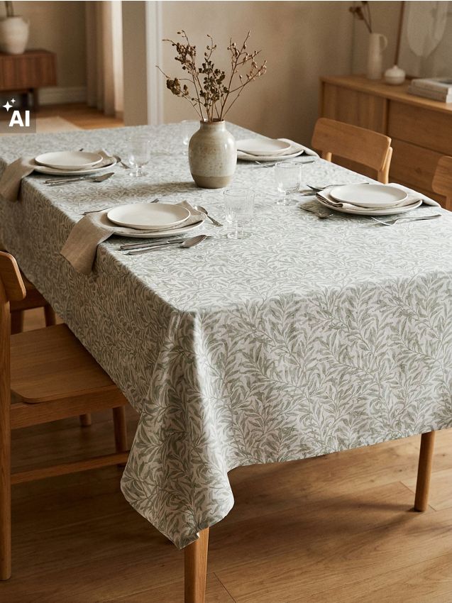 Sinsay - Față de masă cu motiv vegetal - verde-pal