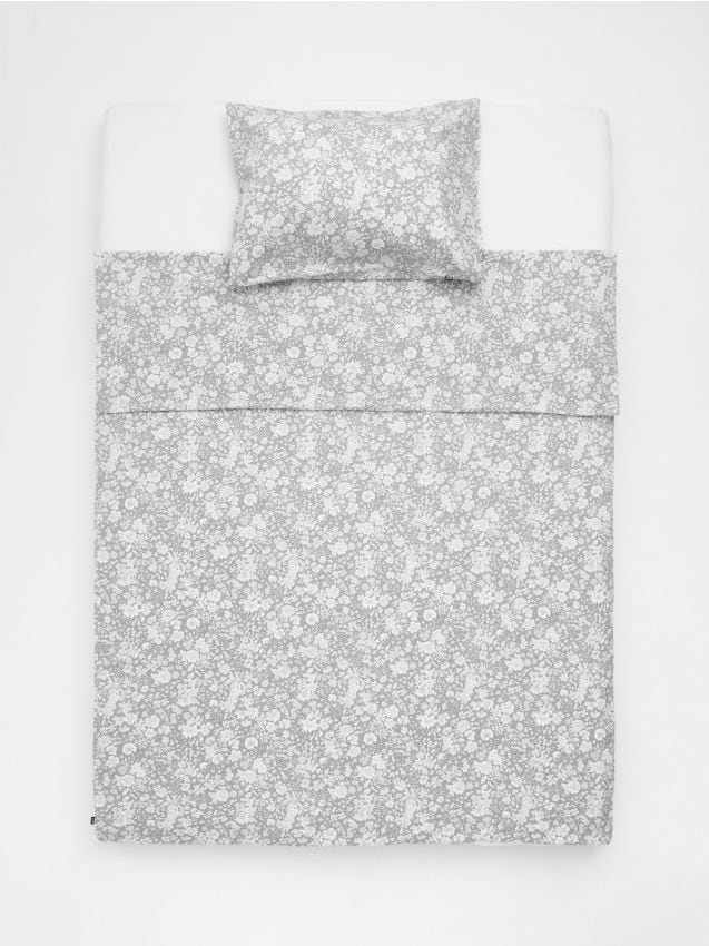 Sinsay - Set de lenjerie de pat cu motiv floral - gri deschis