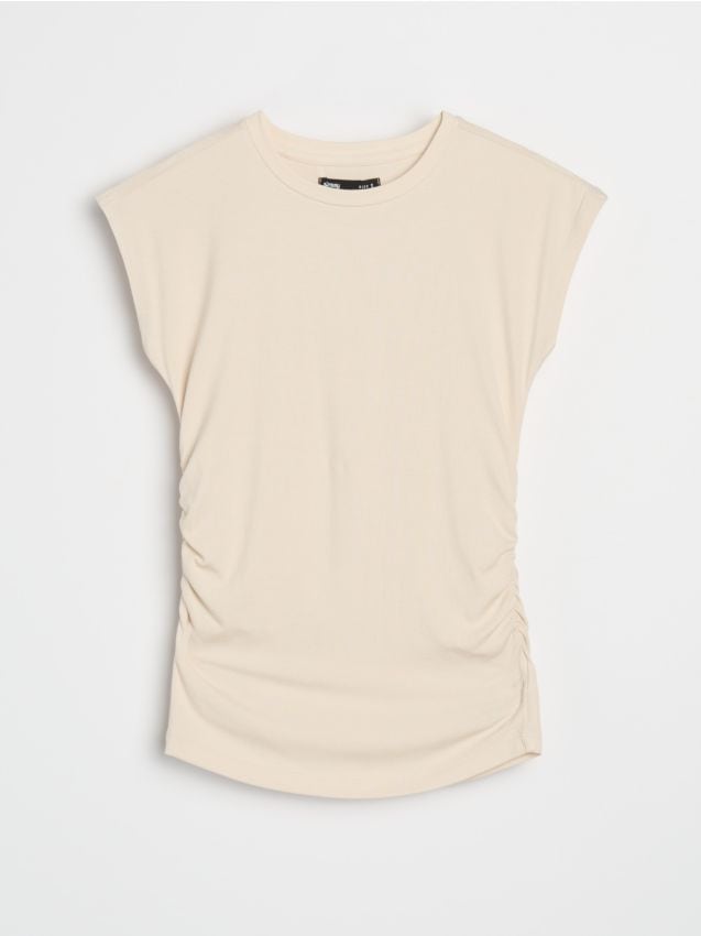 Sinsay - Tricou cu mânecă scurtă - nude