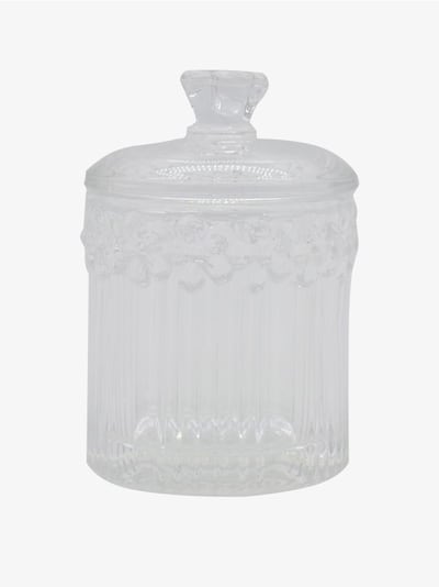 Стъклен съд за съхранение с капак