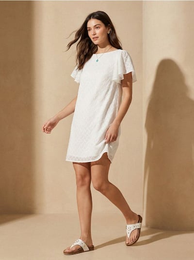 Bavlněné mini šaty s vyšívaným vzorem