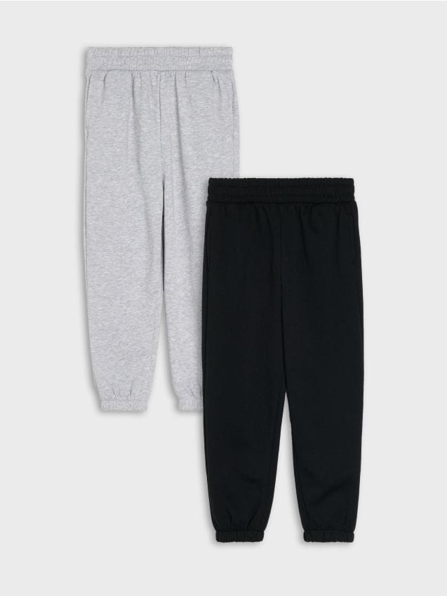 Sinsay - Pantaloni de trening jogger oversize cu interior călduros set de 2 - negru