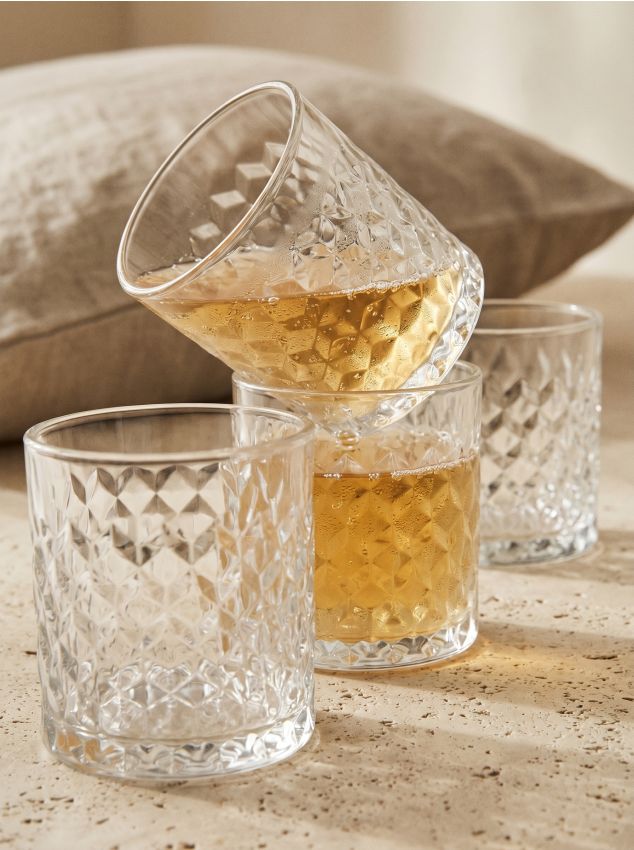 Sinsay - Set de pahare cu model în relief 4 pack - clear