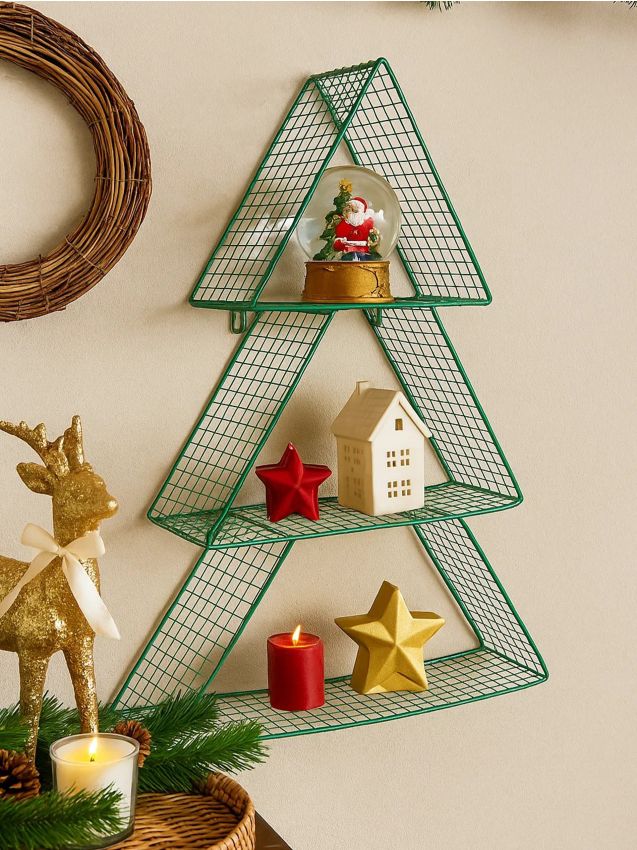 Sinsay - Nástenná polica v tvare vianočného stromčeka - tmavozelená