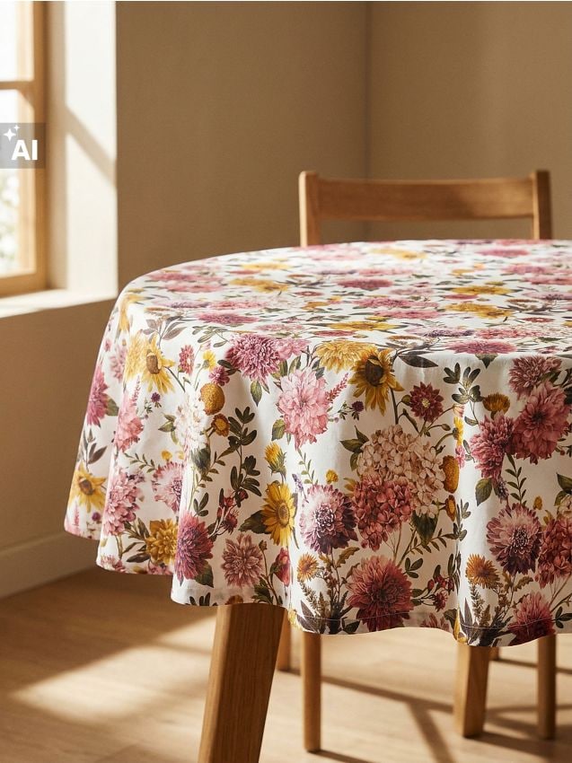 Sinsay - Față de masă rotundă cu motiv floral - multicolor