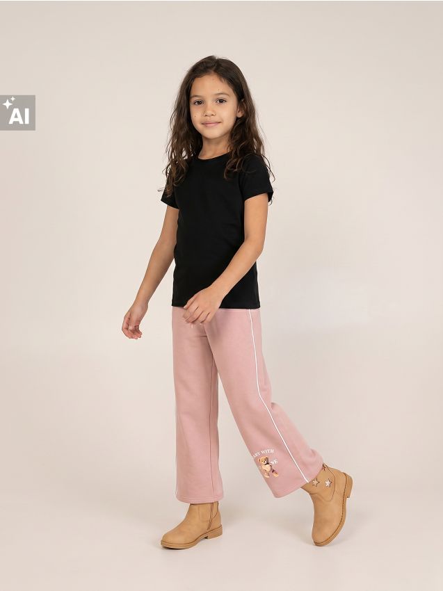 Sinsay - Pantaloni wide leg din material sport cu garnitură contrastantă - mov
