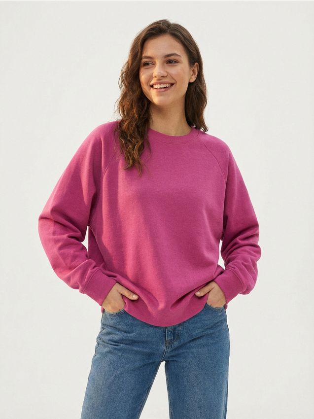 Sinsay - Bluza crewneck basic - różowy