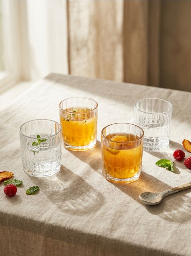 Sinsay - Set de pahare cu model în relief 4 pack - clear
