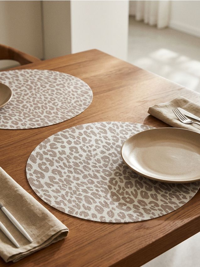 Sinsay - Suporturi de masă rotunde cu motiv animalier 2 pack - bej