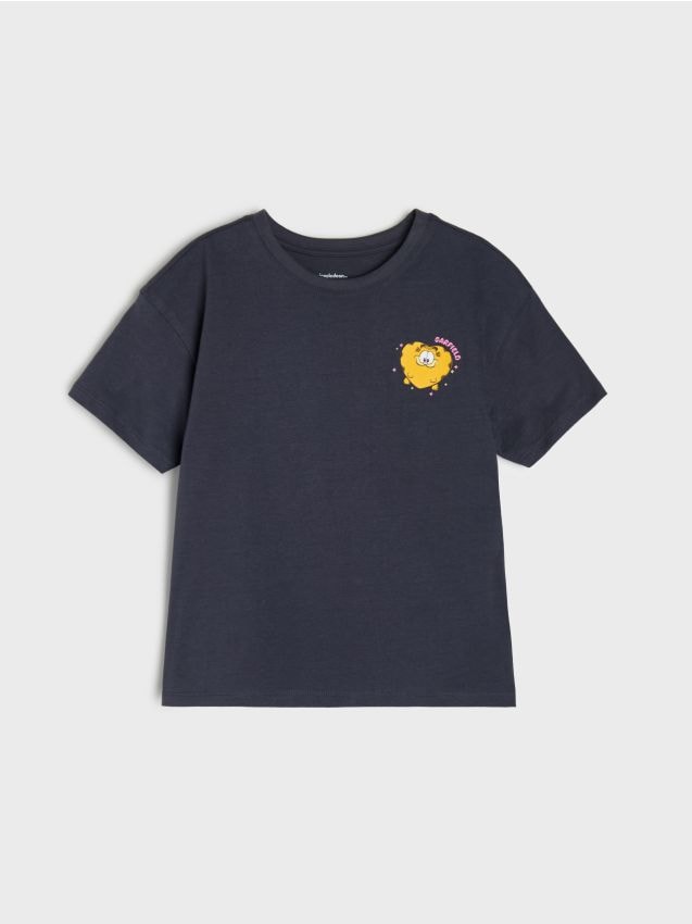Sinsay - Tricou din bumbac cu imprimeu pe spate Garfield - gri-închis