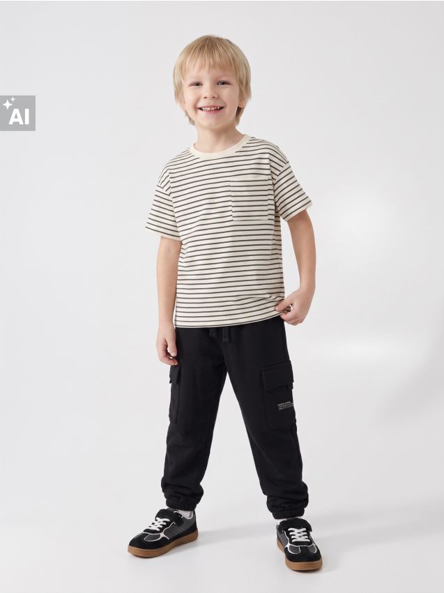Sinsay - Pantaloni de trening cargo jogger - negru