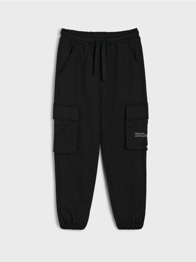 Sinsay - Pantaloni de trening cargo jogger - negru