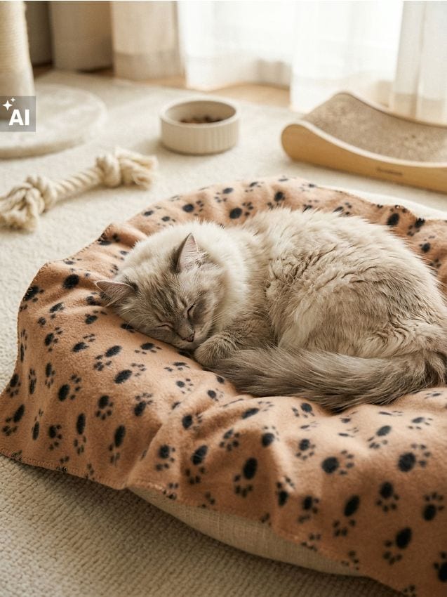 Sinsay - Pătură pentru animale de companie cu motiv de lăbuțe - brun-auriu