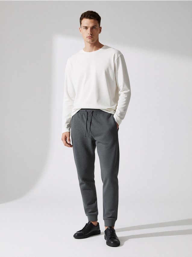 Sinsay - Teplákové nohavice s širokými nohavicami - svetlošedá