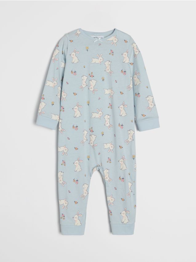 Sinsay - Salopetă din bumbac pentru bebeluși - albastru-pal