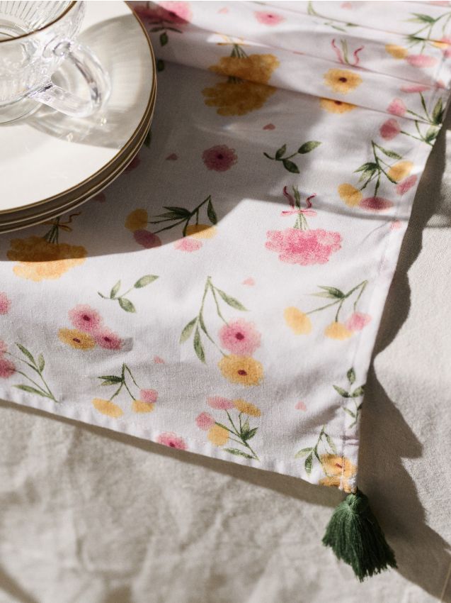 Sinsay - Traversă de masă cu motiv floral - roz-pastel