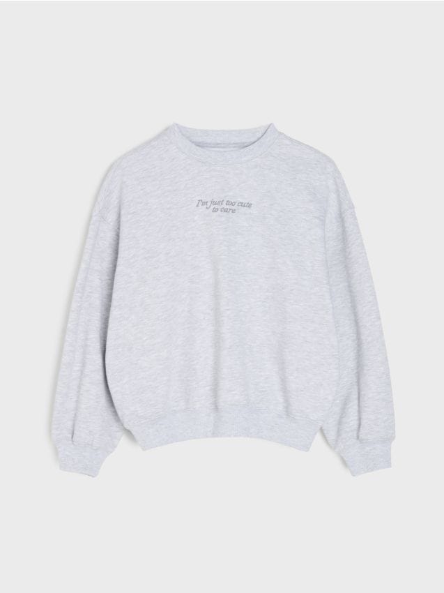 Sinsay - Bluză crewneck cu imprimeu - gri deschis