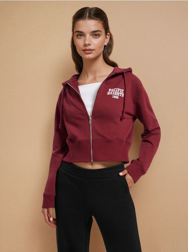 Sinsay - Rozpinana bluza z kapturem - fioletowy