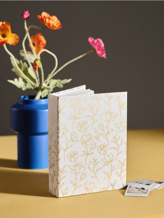 Sinsay - Album foto cu motiv floral - alb