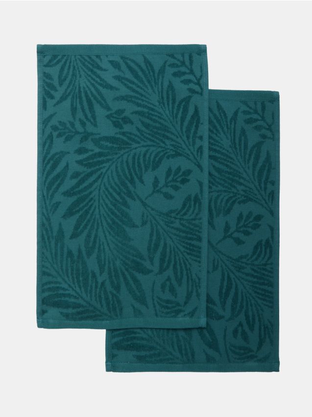 Sinsay - Set de prosoape din bumbac cu model vegetal embosat 2 bucăți - albastru-verzui