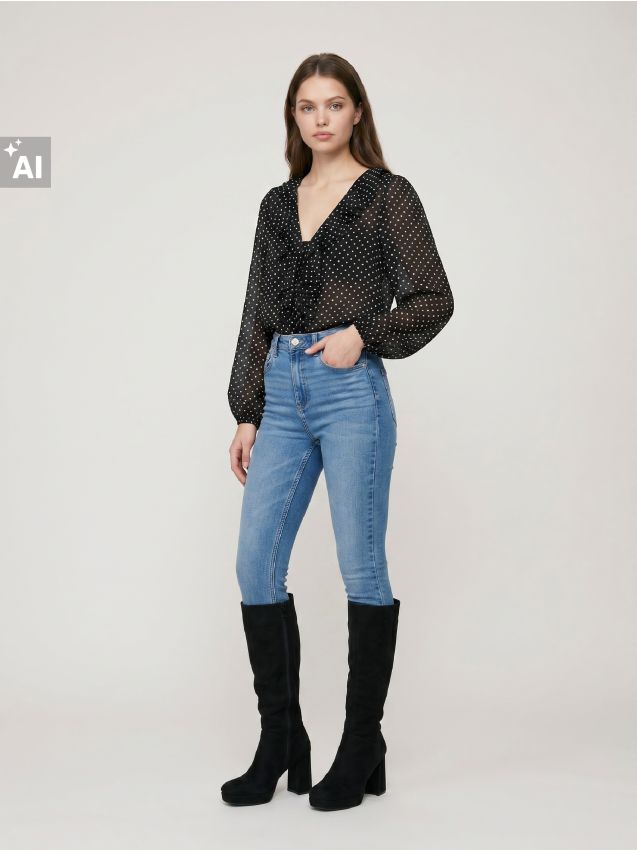 Sinsay - Blugi skinny cu talie înaltă și amestec de vâscoză - albastru