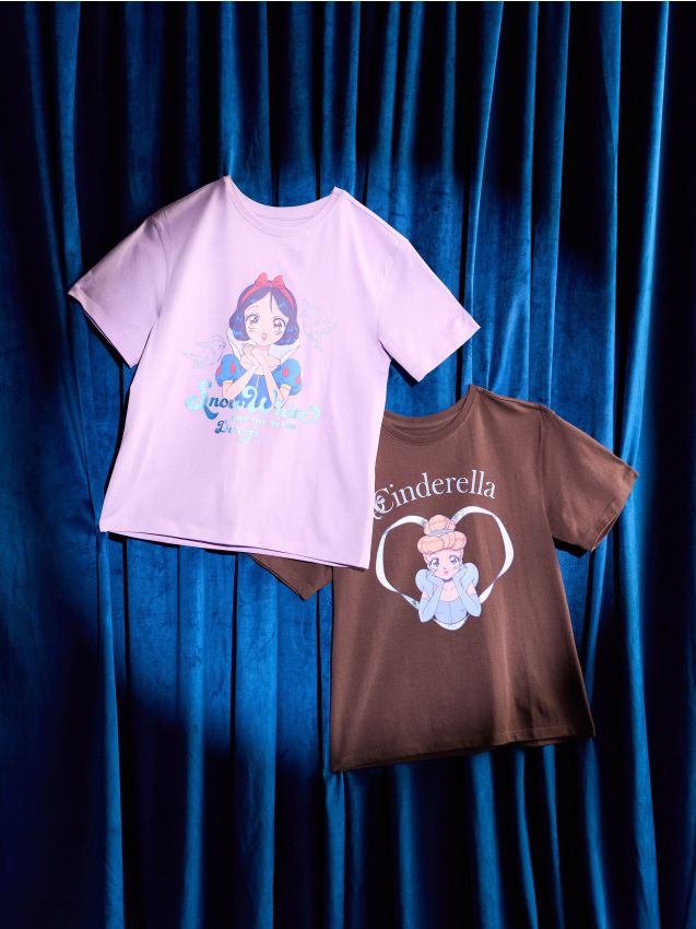 Sinsay - Tricouri din bumbac cu imprimeu 2 pack Disney Princess - multicolor