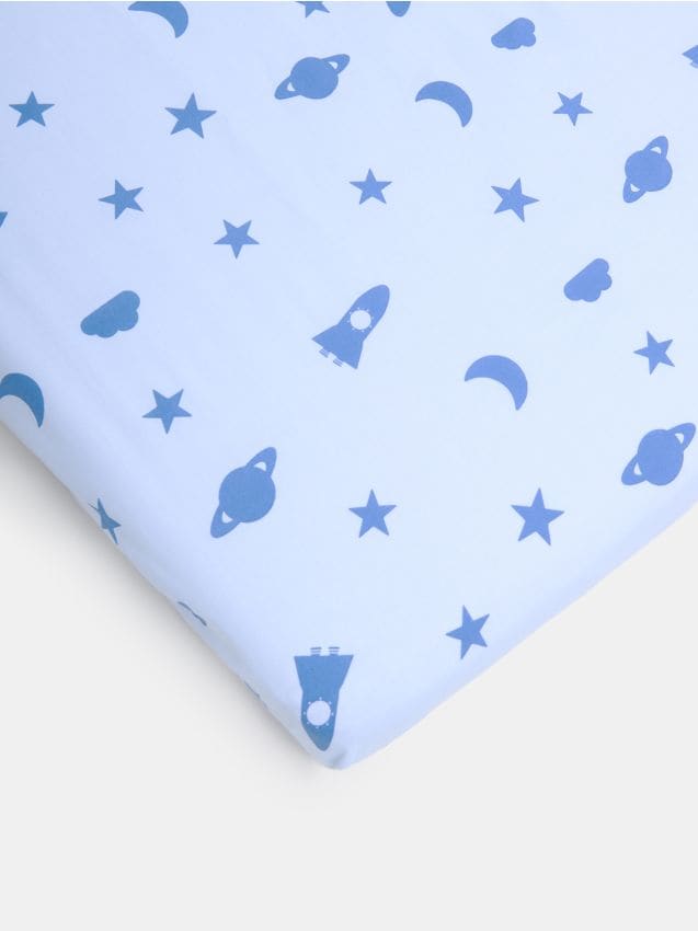 Sinsay - Cearșaf cu elastic cu model cosmic - albastru-pal