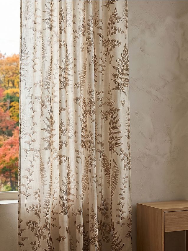 Sinsay - Draperie cu motiv botanic - brun-auriu