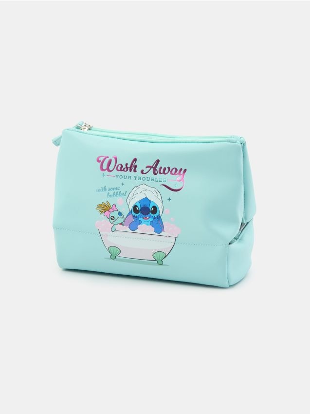 Sinsay - Kozmetická taška s potlačou Stitch - bledotyrkysová