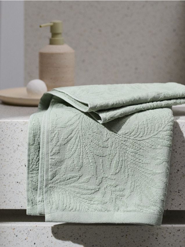 Sinsay - Prosop din bumbac cu model vegetal - verde-pal