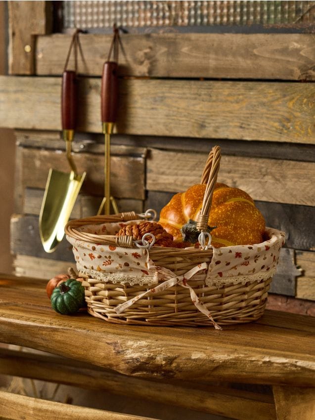 Sinsay - Coș de picnic împletit cu motiv de toamnă - multicolor