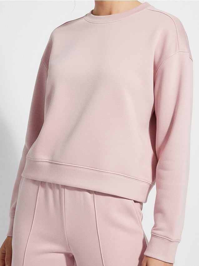 Sinsay - Bluză basic tip crewneck cu adaos de vâscoză „soft touch” - roz-pastel