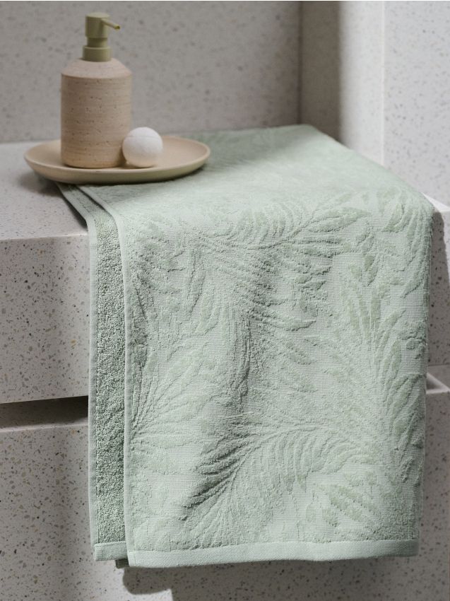 Sinsay - Prosop de baie din bumbac cu motiv vegetal - verde-pal