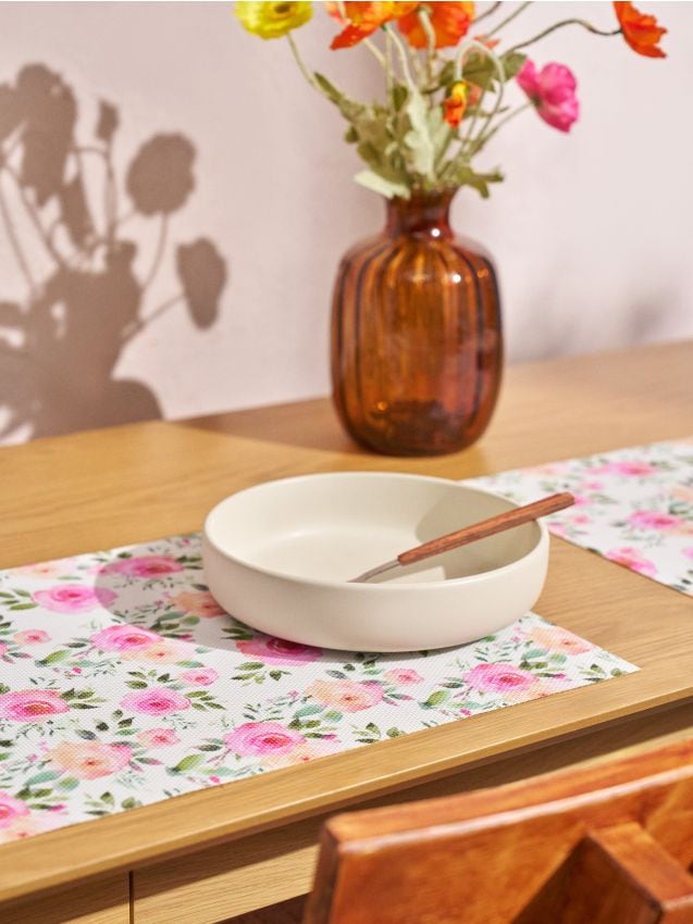 Sinsay - Suporturi de masă cu motiv floral, set de 2 - roz-pastel