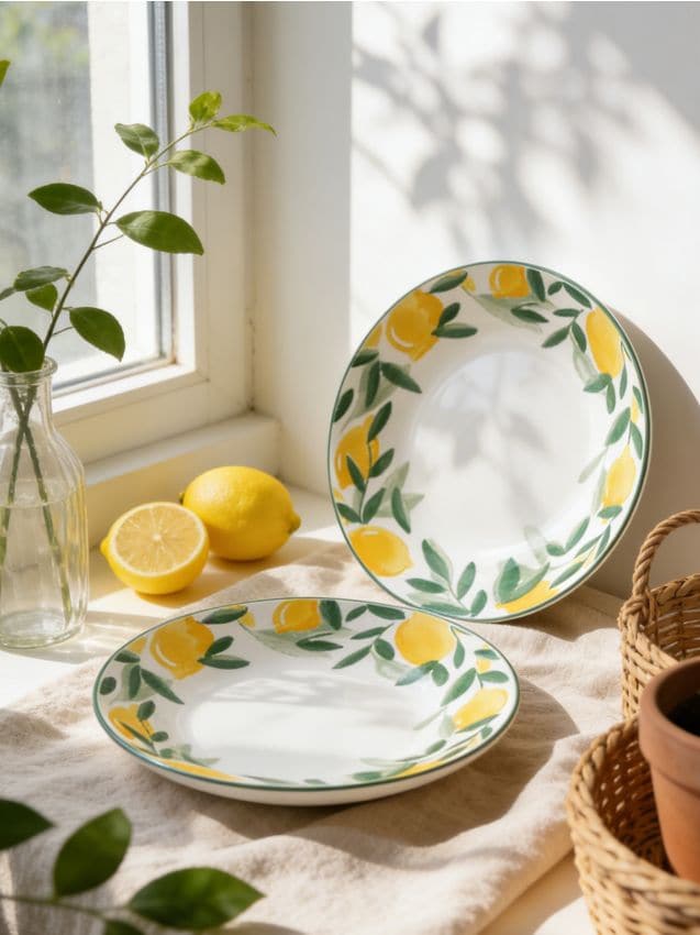 Sinsay - Boluri ceramice cu motiv de lămâi 2 pack - verde
