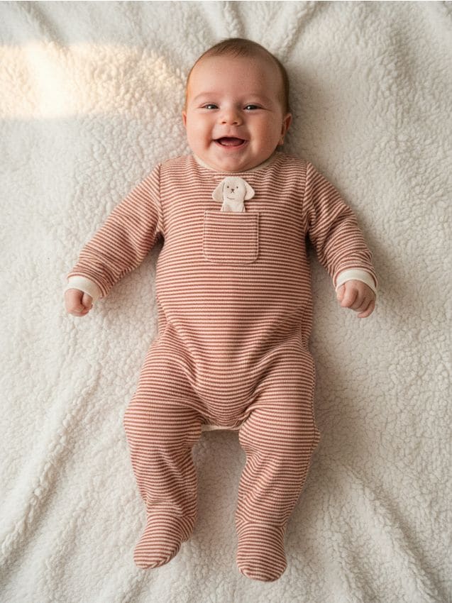 Sinsay - Pruhovaný overal s vreckom - krémová