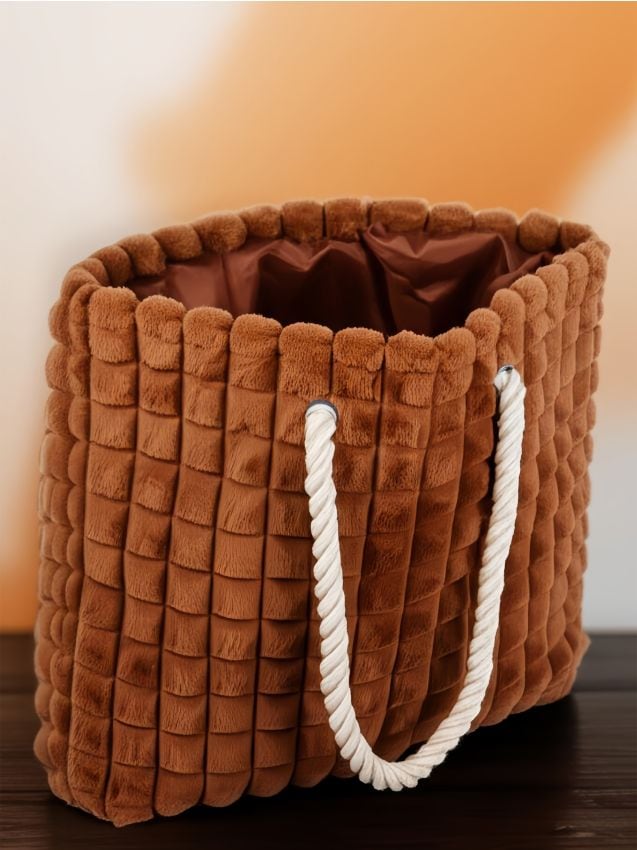 Sinsay - Prešívaný úložný kôš s rúčkami - béžová