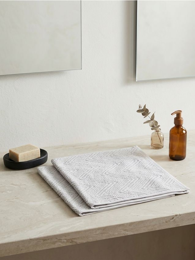 Sinsay - Set de prosoape cu model jacard 2 pack - gri deschis