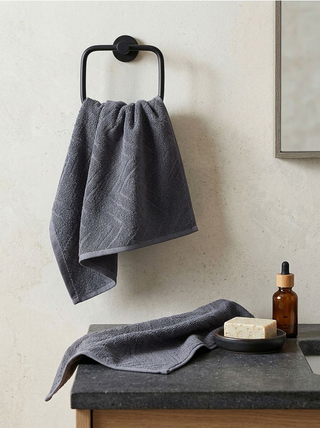 Sinsay - Set de prosoape cu model jacard 2 pack - gri-închis