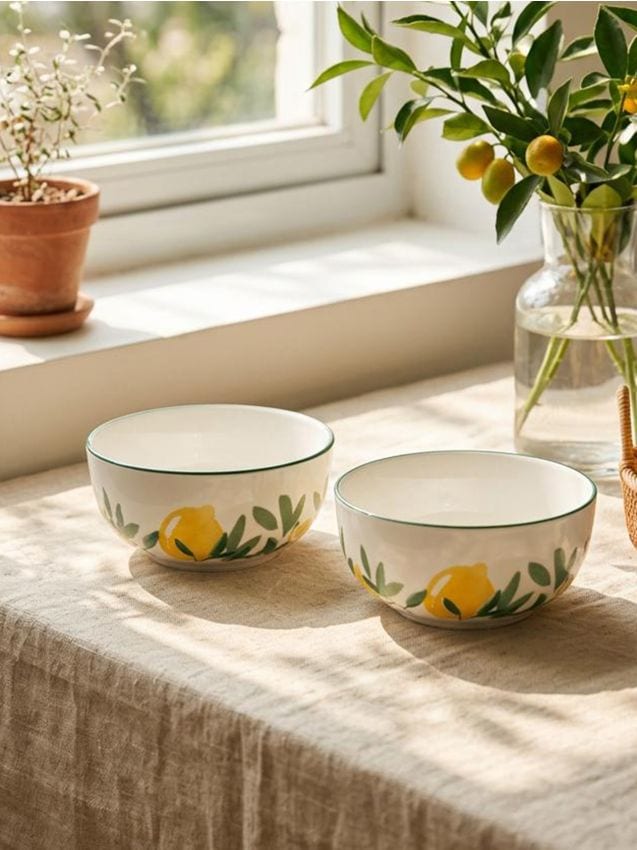 Sinsay - Boluri ceramice cu motiv de lămâi 2 pack - verde