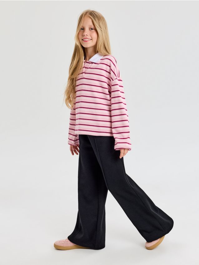Sinsay - Pantaloni de trening cu crac larg - negru