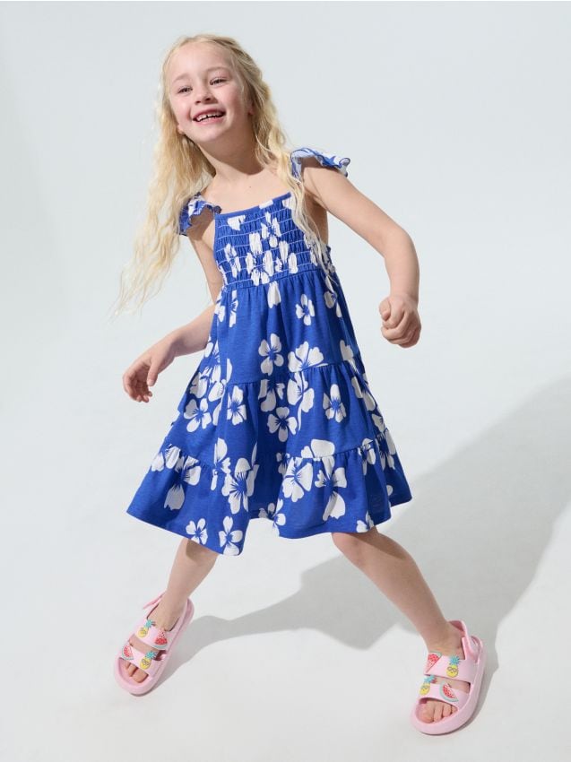Sinsay - Rochie din bumbac cu bretele și imprimeu floral - multicolor
