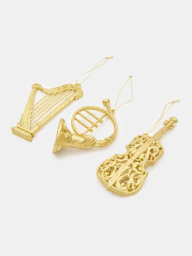 Sinsay - Decorațiuni pentru brad în formă de instrumente muzicale 3 pack - auriu