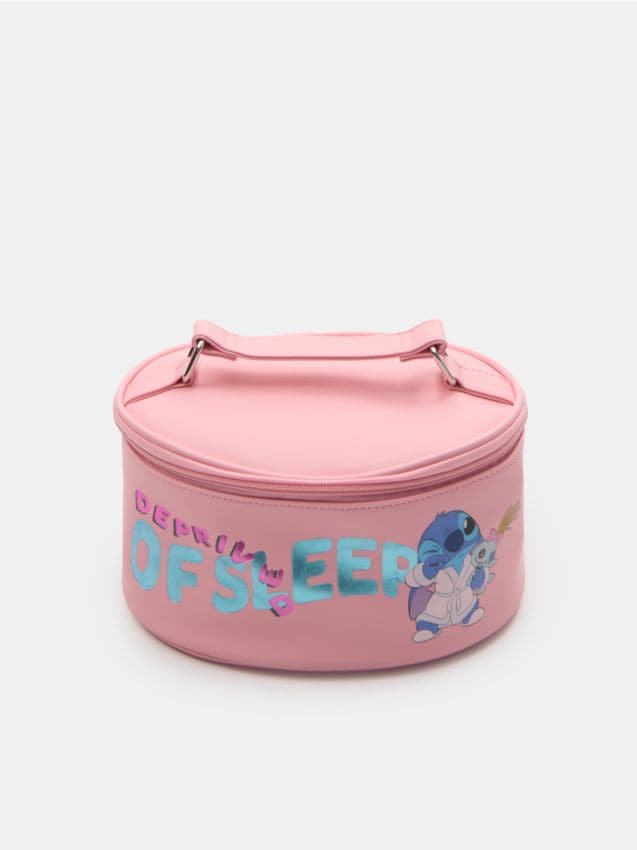 Sinsay - Kozmetická taška s potlačou Stitch - pastelová ružová