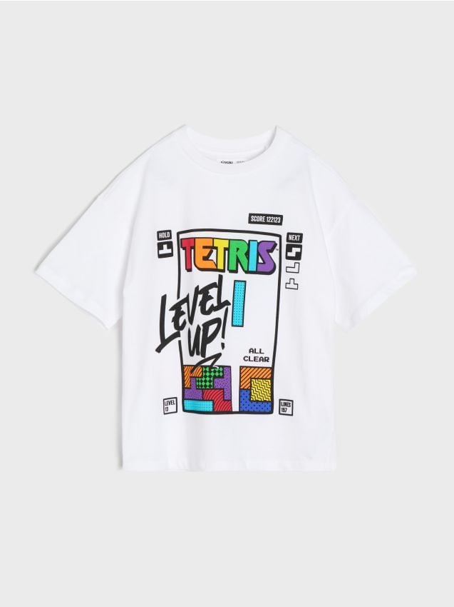 Sinsay - Tricou din bumbac cu mânecă scurtă Tetris - alb