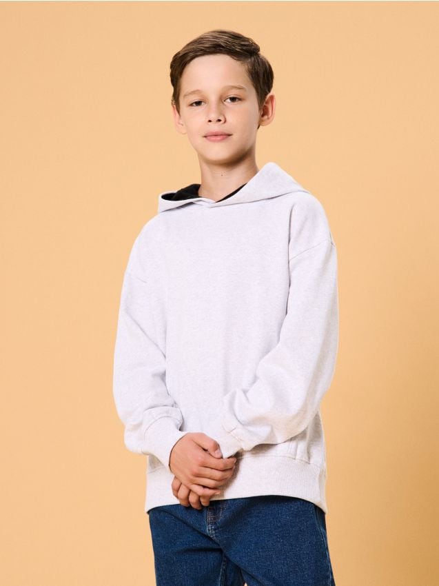 Sinsay - Hanorac tip hoodie - gri deschis