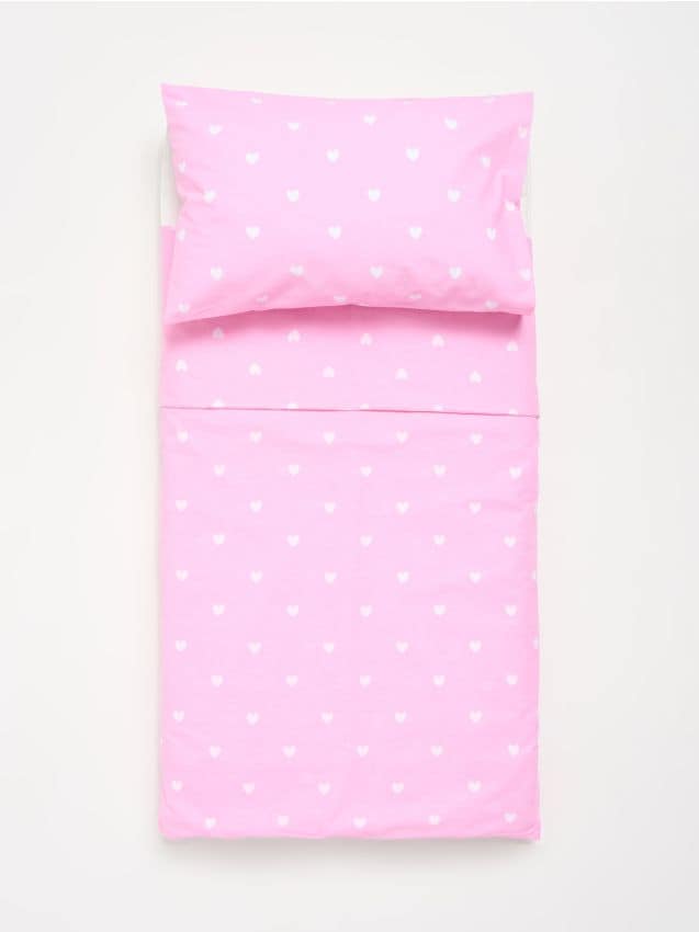 Sinsay - Set de lenjerie de pat din bumbac cu inimioare - roz-pastel