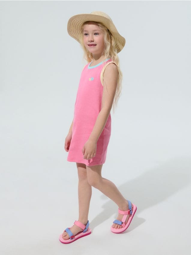 Sinsay - Rochie din bumbac fără mâneci cu inimioare brodate - multicolor